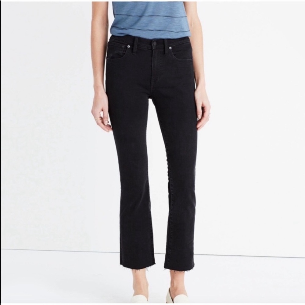 Madewell Cali Demi Boot in Kane Wash Black Raw Hem Women’s Size 26